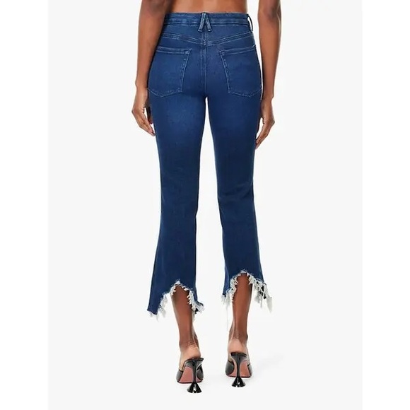 GOOD AMERICAN $189 Good Legs Cropped Mini Bootcut Stretch-Denim Jeans - Picture 4 of 5